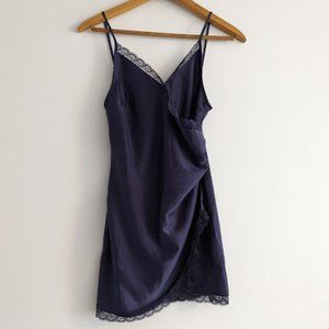 Urban Outfitters Navy Blue Margaux Satin Slip Dress Size S